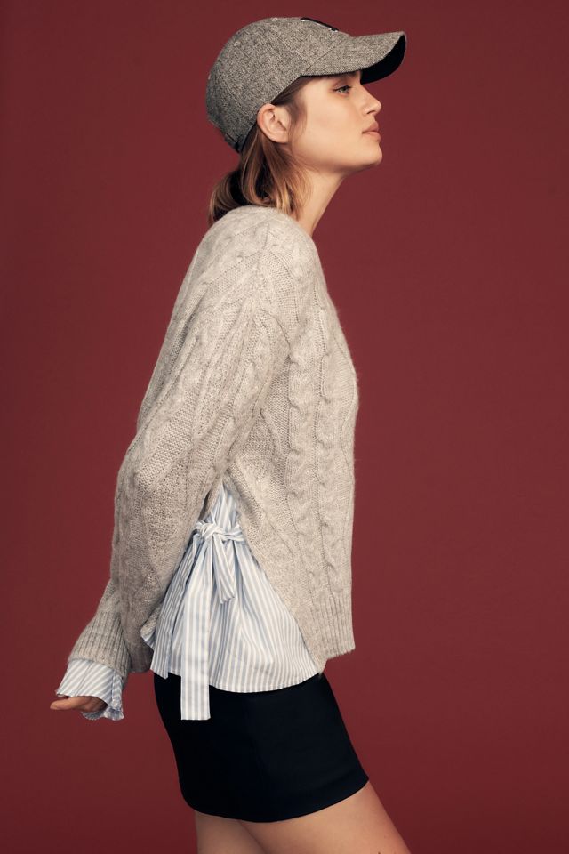 By Anthropologie Cable Twofer Tie Sweater #2