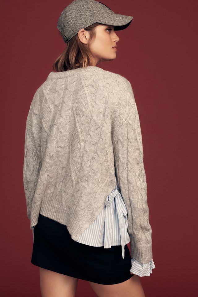 By Anthropologie Cable Twofer Tie Sweater #3