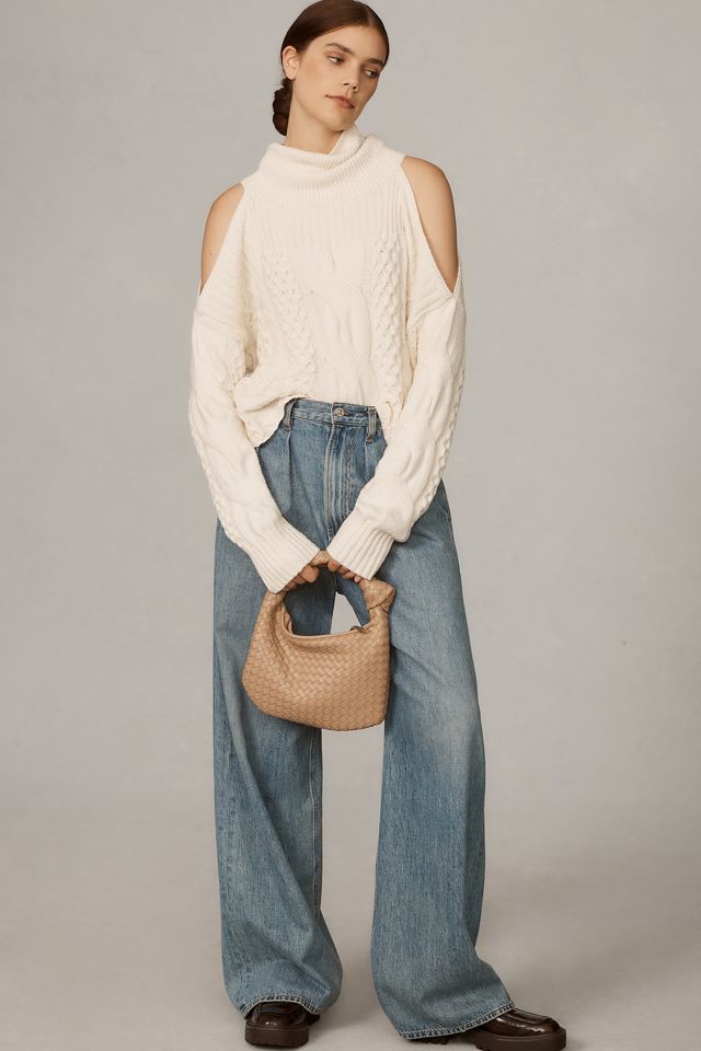 By Anthropologie Cold Shoulder Cable Sweater #1