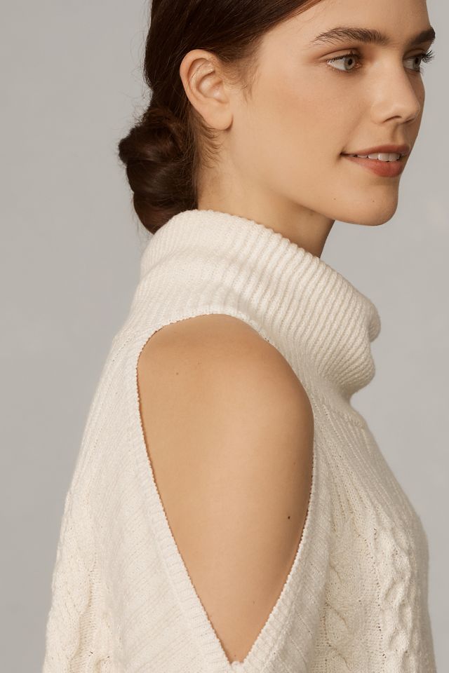 By Anthropologie Cold Shoulder Cable Sweater #5