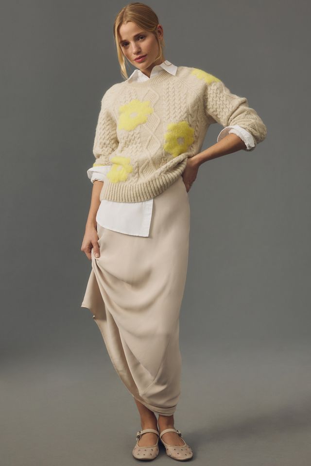 The Gracey Cable Floral Pullover Sweater by Maeve #2