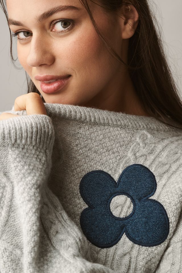 The Gracey Cable Floral Pullover Sweater by Maeve #7
