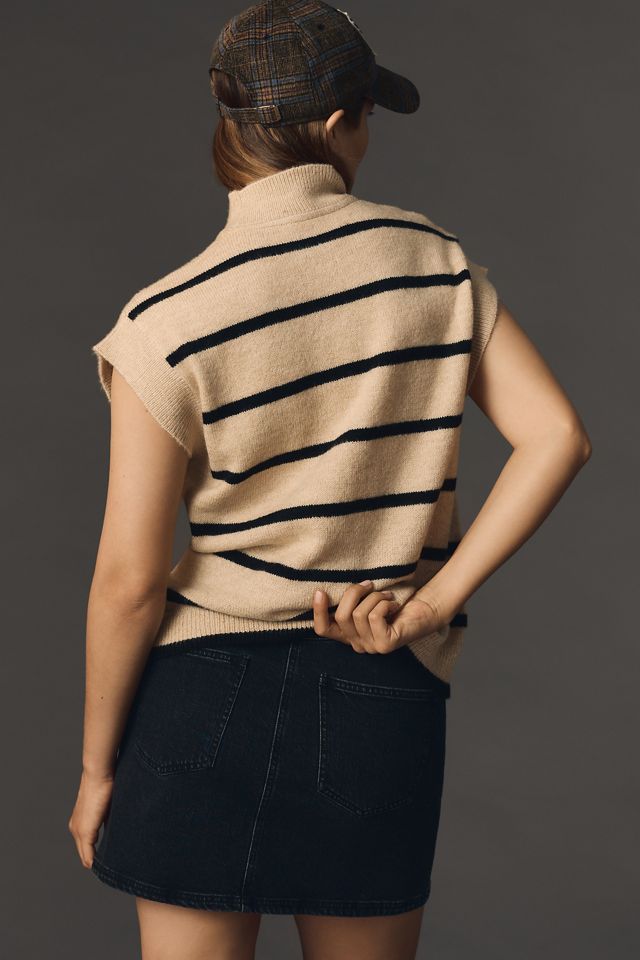 Maeve Striped Cable Sweater Vest #1