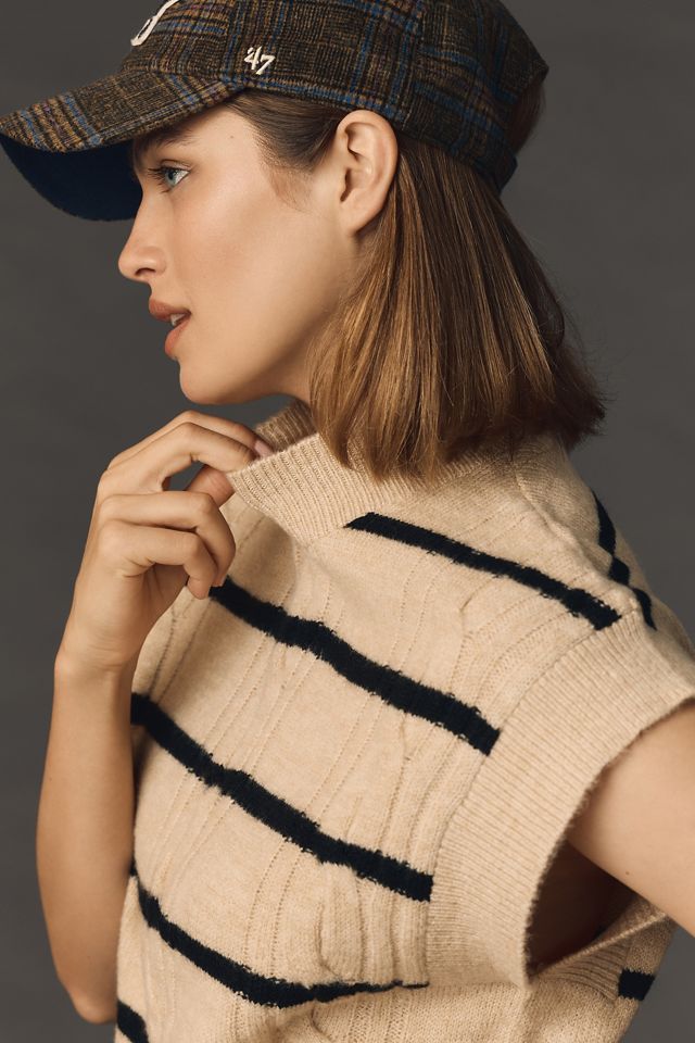 Maeve Striped Cable Sweater Vest #3
