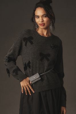 Maeve 3d Bow Sweater In Grey