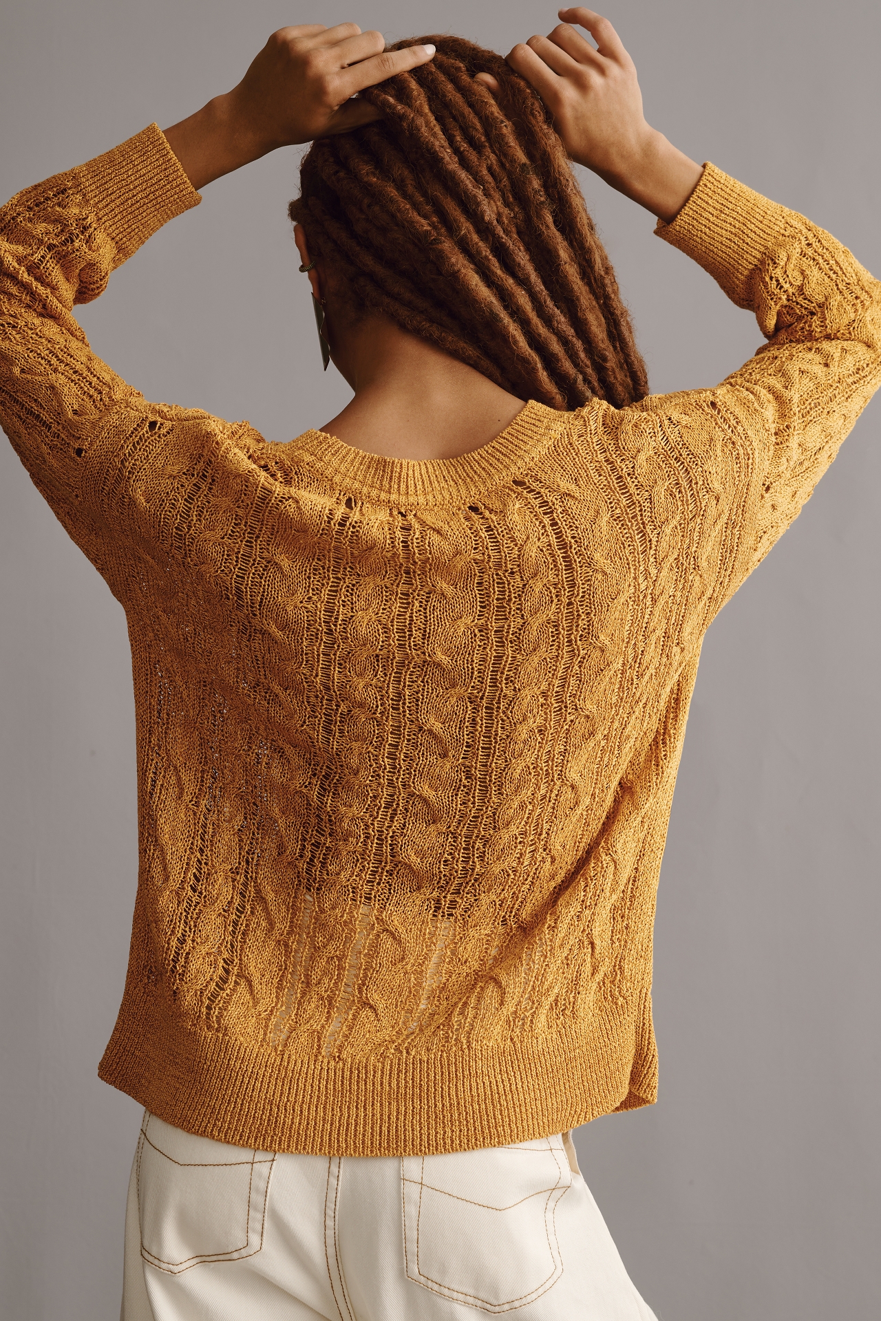 By Anthropologie Sheer Cable Sweater