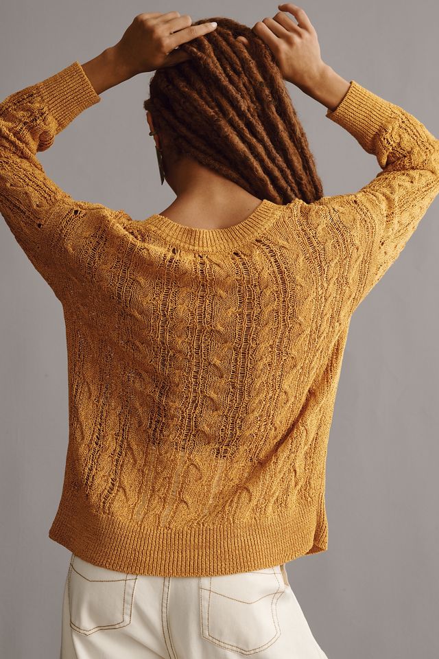 By Anthropologie Sheer Cable Knit Jumper #2