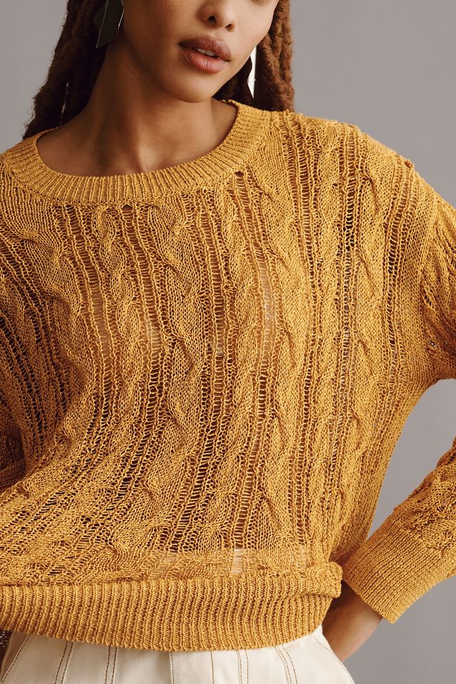 By Anthropologie Sheer Cable Knit Jumper #1
