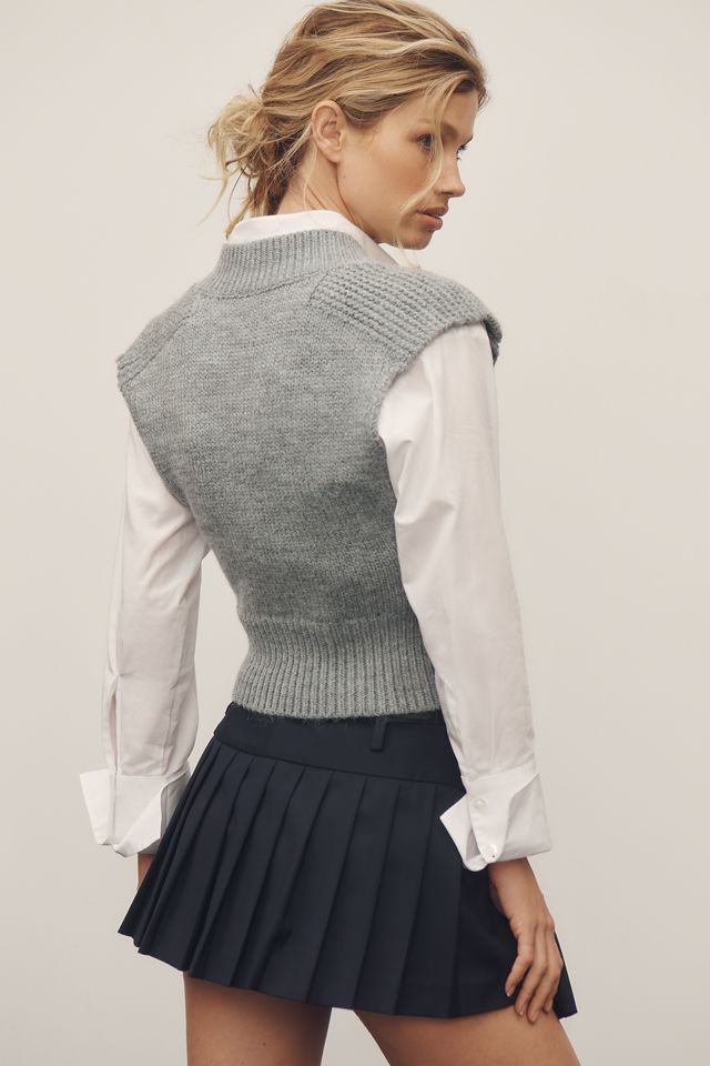 Maeve Twofer Shrunken Sweater Vest & Buttondown Shirt #1