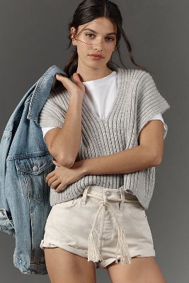 PILCRO BOXY TEE & RIBBED SWEATER VEST TWOFER 