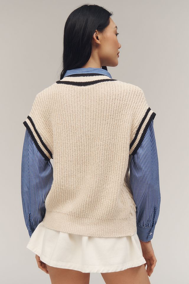 Maeve Pointelle Buttondown Sweater Vest #4