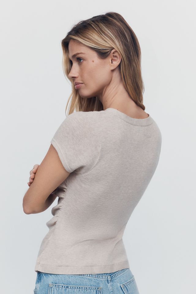 Maeve Ruched Short-Sleeve Cardigan #4