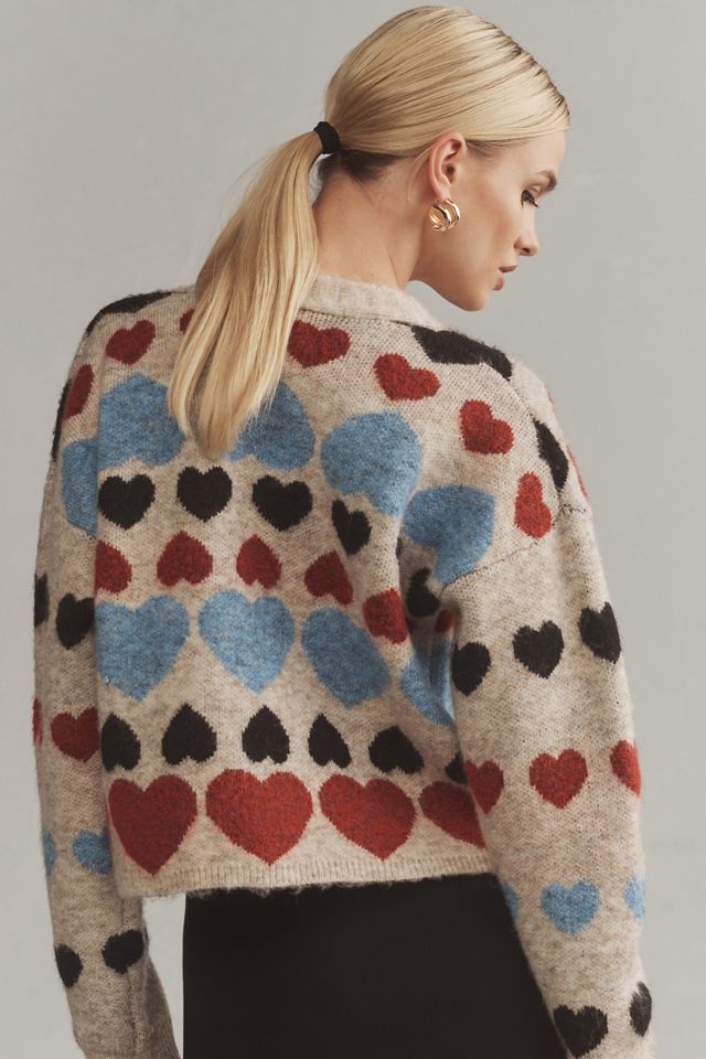 Free the Roses Multi Heart Cardigan Sweater #1
