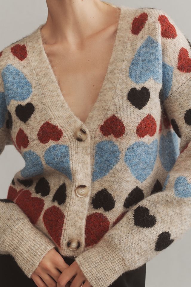 Free the Roses Multi Heart Cardigan Sweater #2