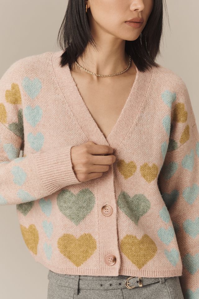 Free The Roses Pastel Heart Cardigan Sweater #3