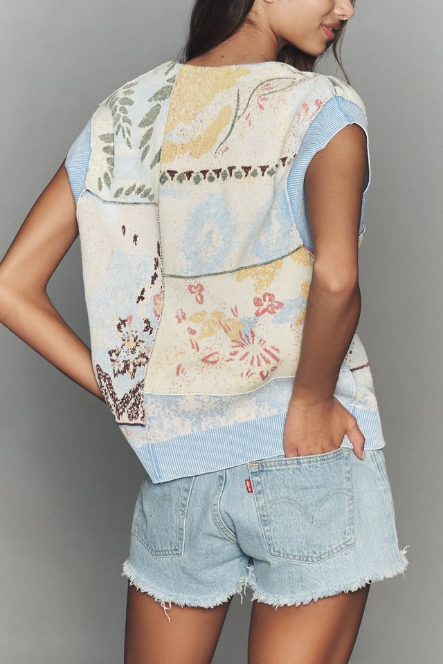 Pilcro Sleeveless Floral Cardigan Sweater #1