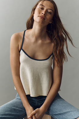 Pilcro Linen Cotton Sleeveless Sweater Tank Top In White