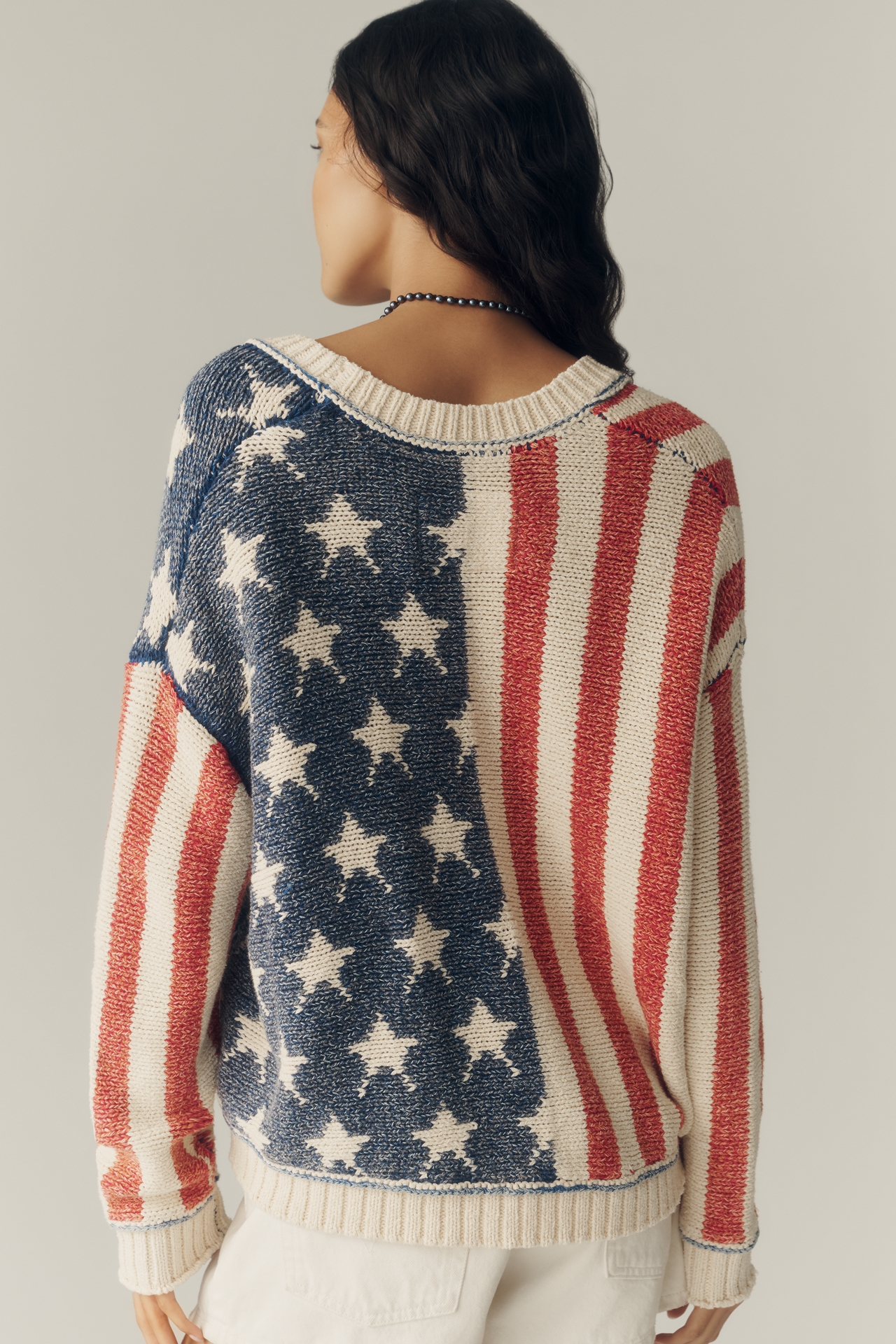 Pilcro Oversized Stars & Stripes Cardigan