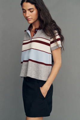 Maeve Wool Swing Polo Top In Multi