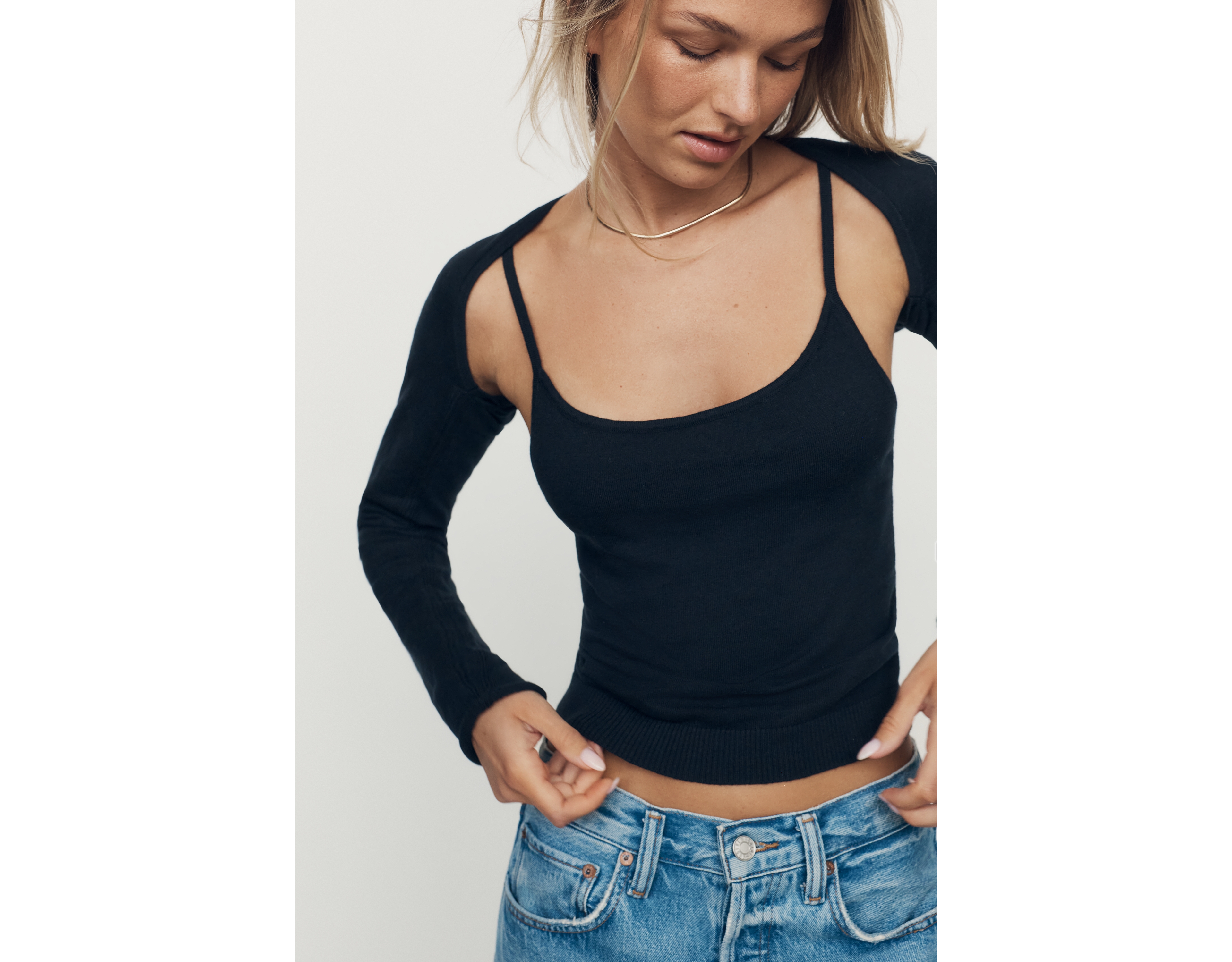 By Anthropologie Cotton Silk Two-Piece Tank and Shrug