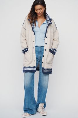Pilcro Wool Linen Longline Cardigan