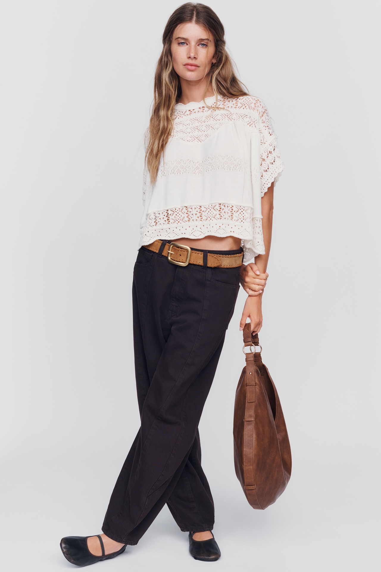 By Anthropologie Sheer Mock Neck Boxy Top