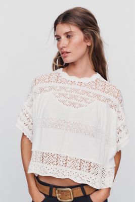 By Anthropologie Sheer Mock Neck Boxy Top