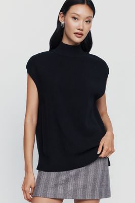 Maeve Mock Neck Cap Sleeve Sweater