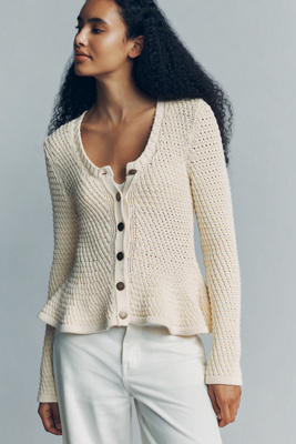 Pistola Elina Open Knit Peplum Cardigan by Anthropologie