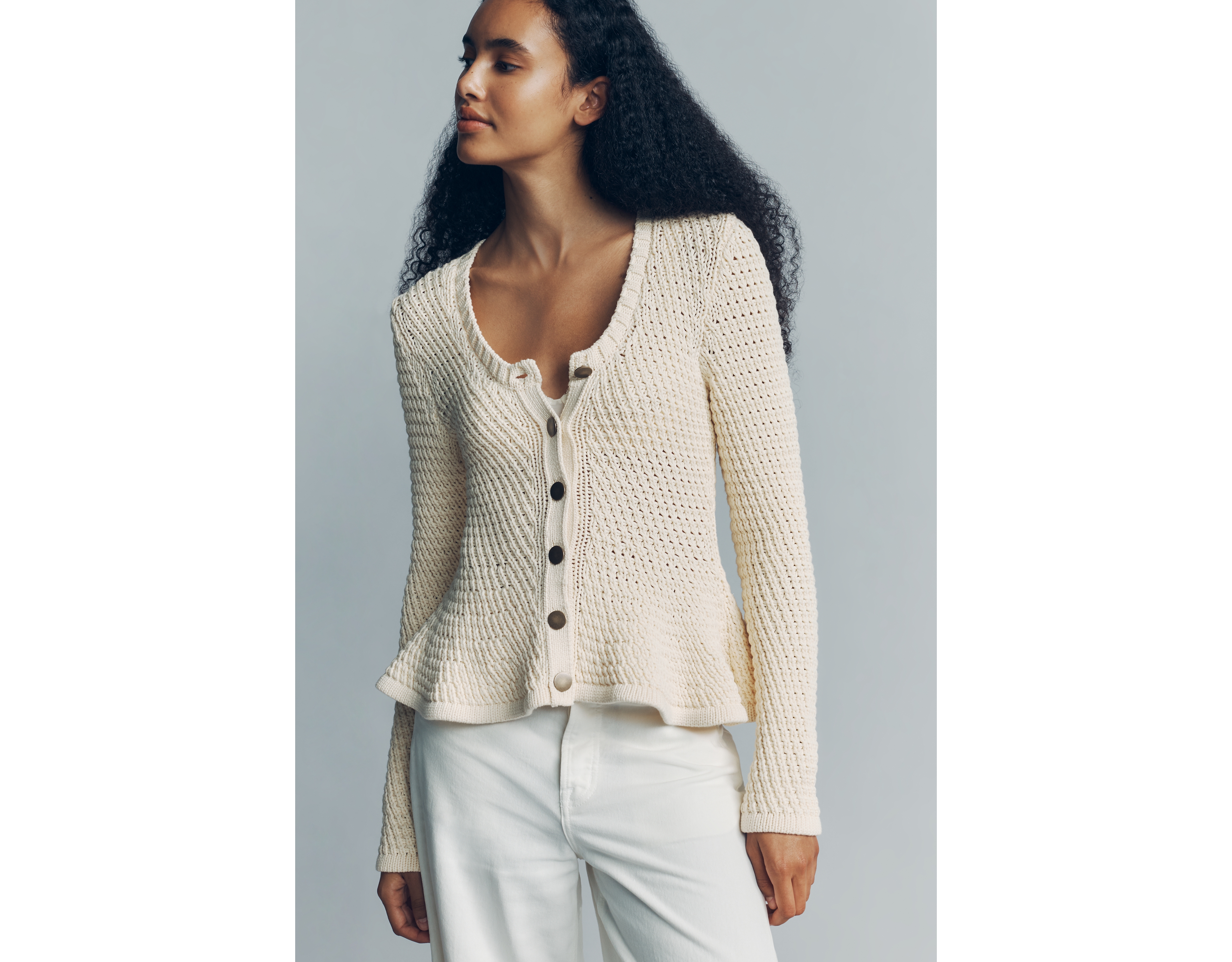 Pistola Elina Open Knit Peplum Cardigan