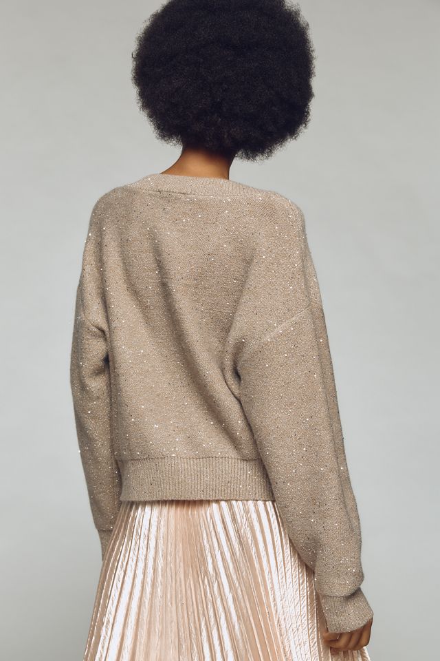 FRNCH x Anthropologie V-Neck Shine Pullover Sweater #1