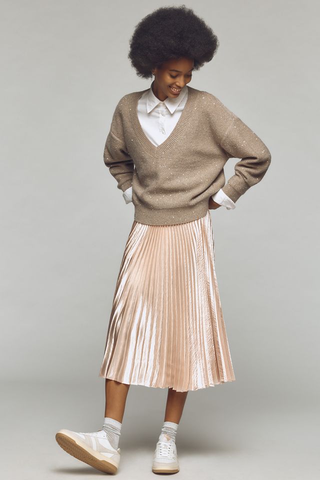 FRNCH x Anthropologie V-Neck Shine Pullover Sweater #2