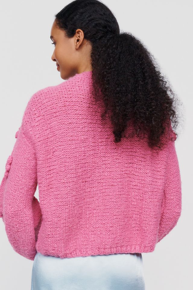 Vero Alfie Verbena Merino Wool Blend Bobble Knit Cardigan #1