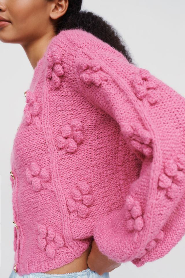 Vero Alfie Verbena Merino Wool Blend Bobble Knit Cardigan #2