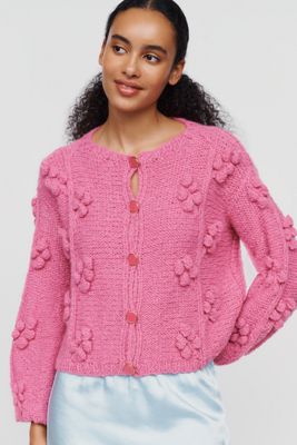 Vero Alfie Verbena Merino Wool Blend Bobble Knit Cardigan