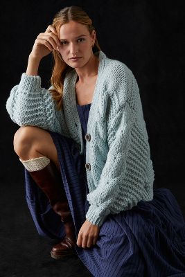 Little Lies Cable-Knit Cardigan Sweater | Anthropologie
