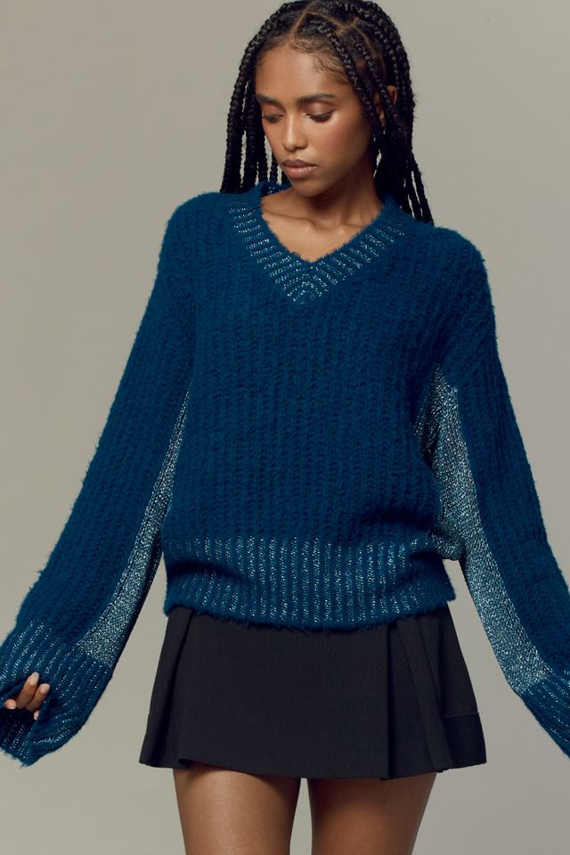 Happy Sheep V-Neck Shine Pullover Sweater #1