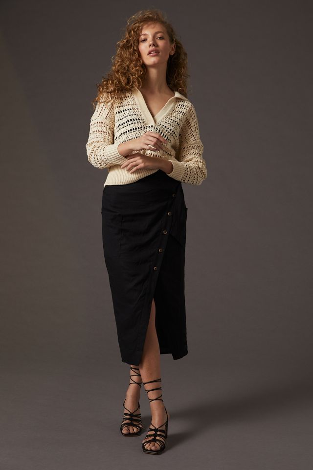 Open Stitch Polo Pullover Sweater #3