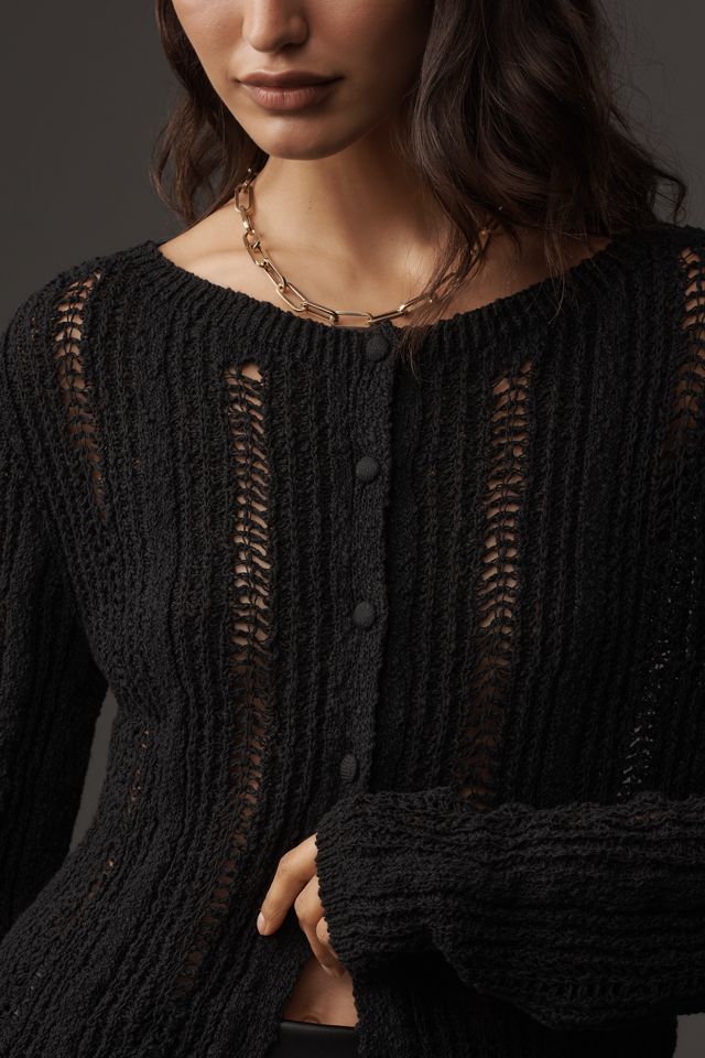 By Anthropologie Crop Textured Cardigan Sweater #1