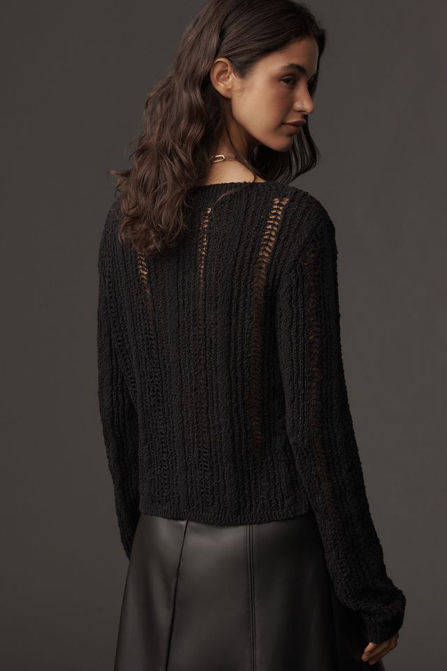By Anthropologie Crop Textured Cardigan Sweater #3