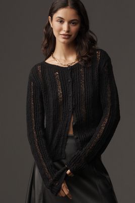 By Anthropologie Crop Textured Cardigan Sweater