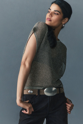 By Anthropologie Mesh Knit Metallic Tank Top product page