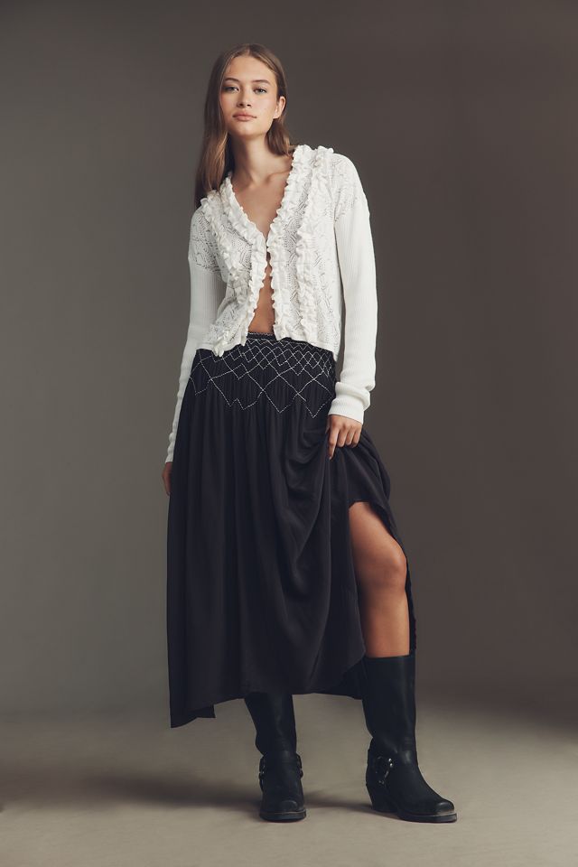 Maeve Ruffled Lace Cardigan Sweater #3