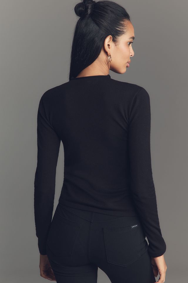 By Anthropologie Fitted Sheer-Panel Sweater #1