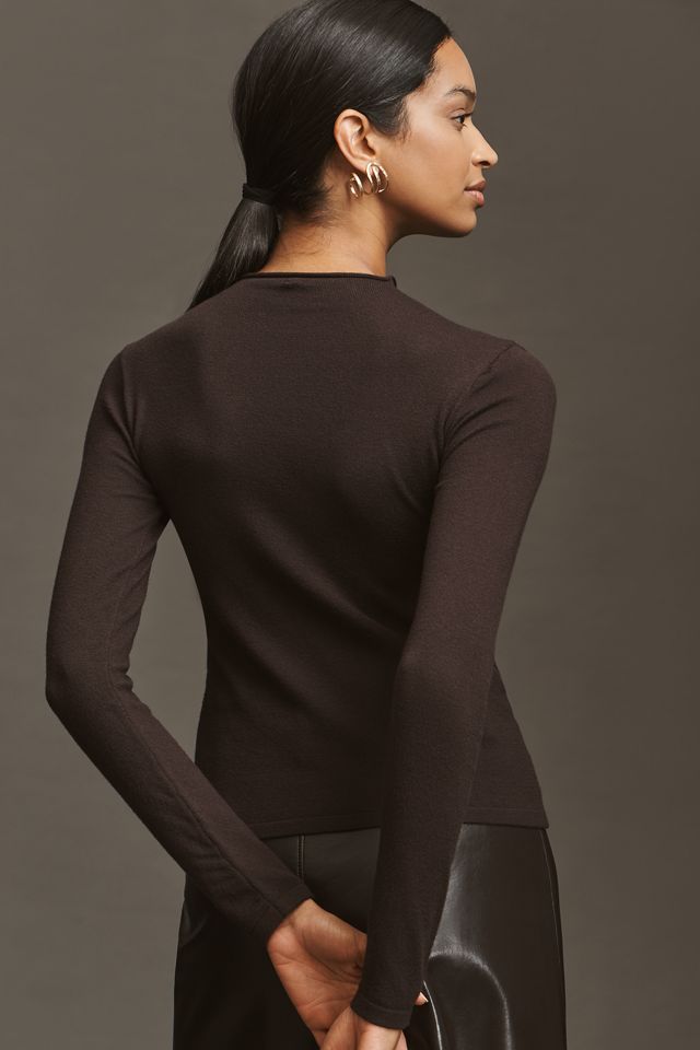 By Anthropologie Fitted Sheer-Panel Sweater