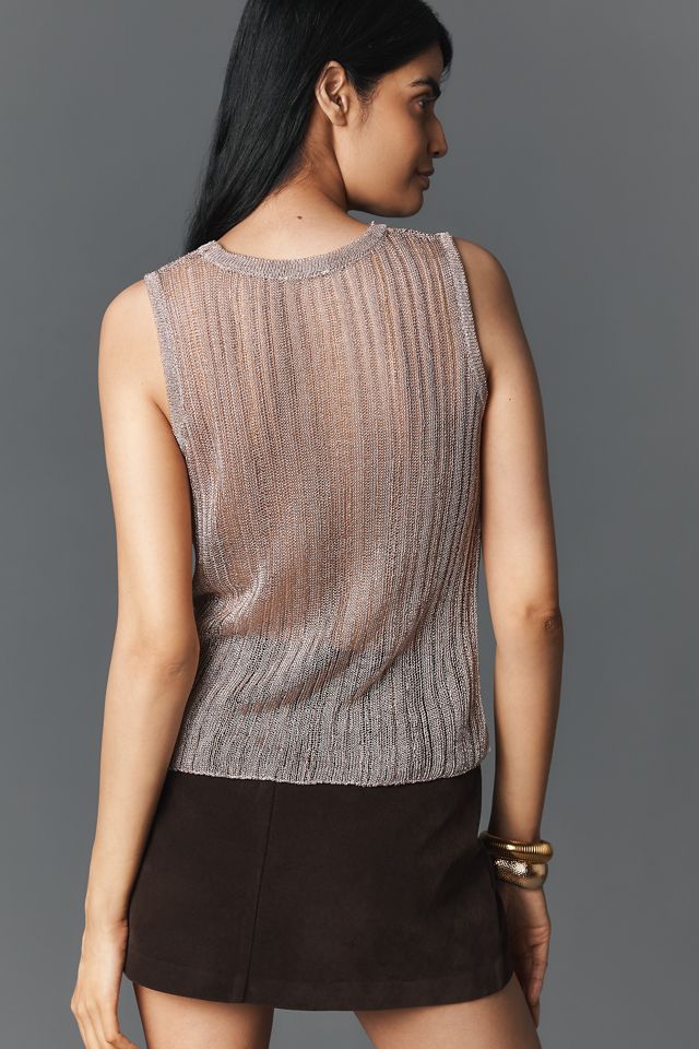 Pilcro Sheer Metallic Knit Tank Top #1