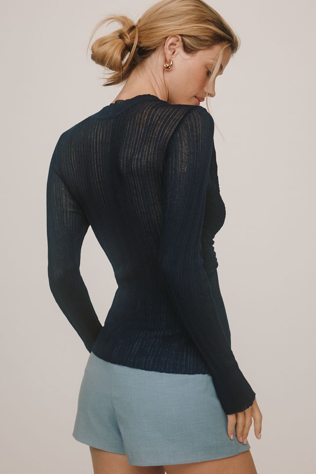 By Anthropologie Sheer Twist-Front Sweater #3