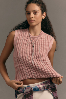 Pilcro Metallic Crewneck Muscle Sweater Vest In Pink
