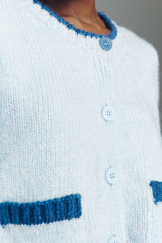 Maeve Tipped Crew-Neck Cardigan Sweater #2