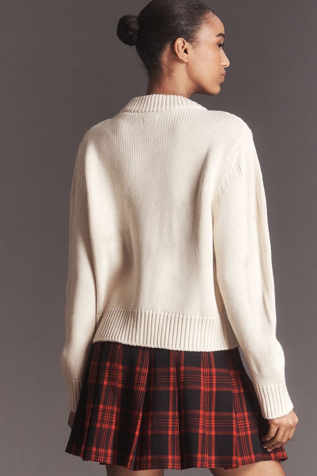 Maeve Embroidered Logo Cardigan Sweater #3